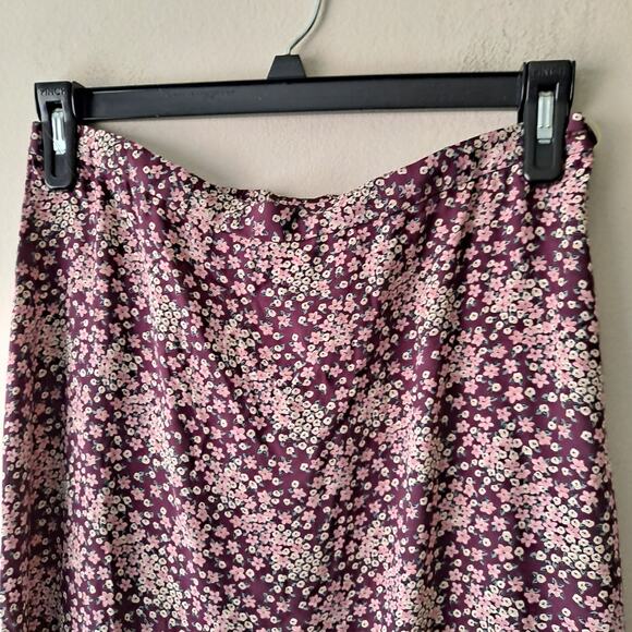 Hanna Andersson Floral Print Skirt Pull On Midi A-Line Purple Womens Size Large - Picture 5 of 7